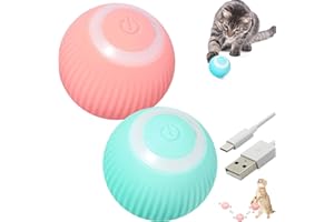 BAILCONTI Power Ball 2.0 Cat Toy, Interactive Cat Smart Ball Toy 2.0, Automatic Power Rolling Ball, Automatic Moving Rolling Ball for Indoor Cats, Smart Pet Toy Ball with USB Charging (Pink & Blue)