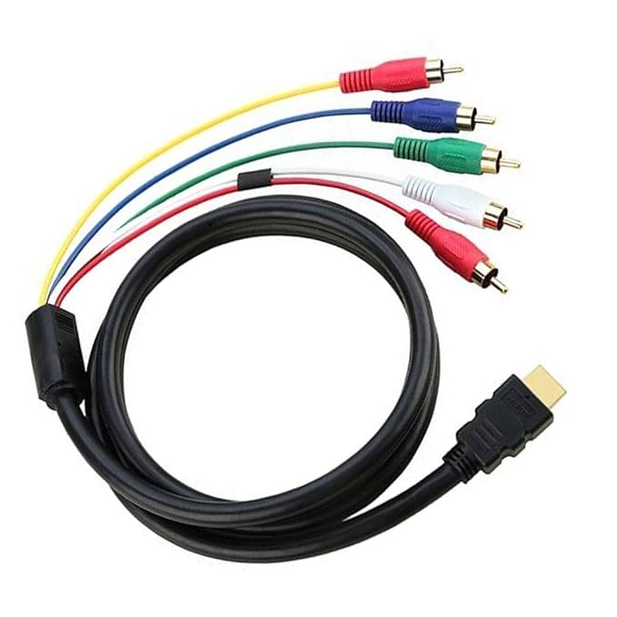 Aribaby HDMI to RCA Cable, 5Ft 1.5M HDMI Type A Male to 5RCA Male Plug Video Audio