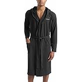 Kenneth Cole Mens Bathrobes - Soft Cotton Blend Long Sleeves Bathrobe with Belted Waist & Pockets - Hooded Robes for Men
