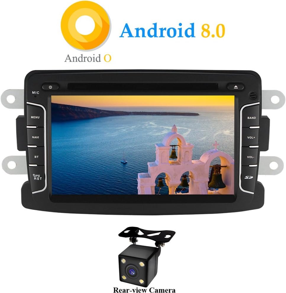 XISEDOAndroid 8.0 In-Dash 1 Din 7" Car Stereo 8-Core Autoradio RAM 4G ROM 32G Head Unit Car Radio for Dacia Sandero/Renault Duster/Renault Captur/Lada Xray 2/ Logan 2 (with Rear-view Camera)