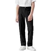 NUMYEAN Boys Dress Pants School Uniform Golf Pants for Boys Adjustable Waist Twill Chino Pant Size 7-14Years