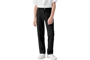 NUMYEAN Boys Dress Pants School Uniform Golf Pants for Boys Adjustable Waist Twill Chino Pant Fall Clothes Size 7-14 Years