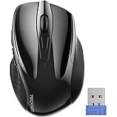 TECKNET Wireless Mouse, 2.4G Ergonomic Computer Mouse, 2600 DPI, Black | Ergonomic Design with Side Grips, Adjustable DPI, 2-Year Battery, Compact Size, USB-A Plug &amp; Play, Wide OS Compatibility