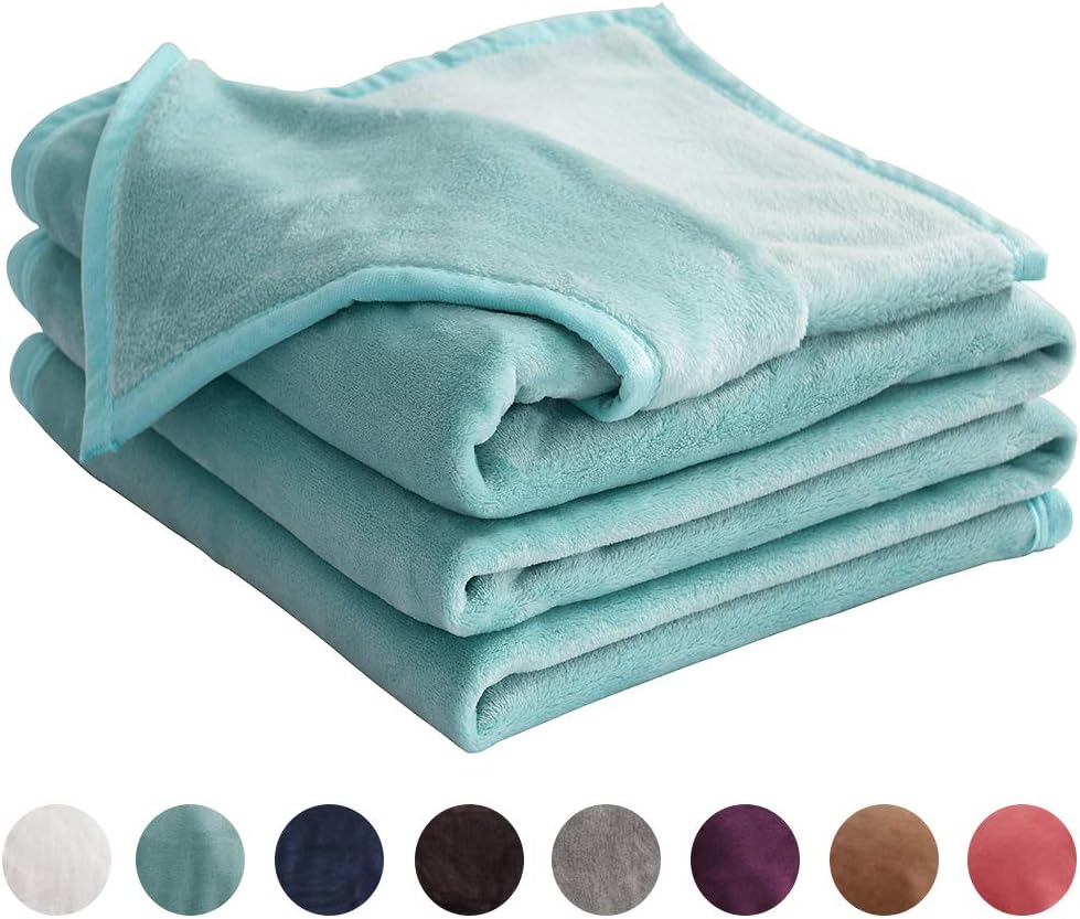 LIANLAM Queen Size Fleece Blanket Lightweight Super Soft and All Season Warm Fuzzy Plush Cozy Luxury Bed Blankets Microfiber (Turquoise, 90"x90")