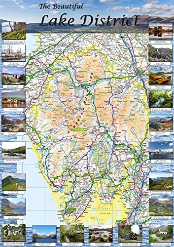 I Love Maps Lake District Map (59.4 x 84.1 cm) - Full Color, Glossy Finish, Navigational Map