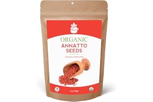 SPICY ORGANIC Annatto Seeds Whole 4 Oz. – USDA Certified Organic - All-Natural Achiote Seeds Spice and Seasoning for Rice, Cheese, Sauces, Achiote Paste, Recado Rojo, Meats, Poultry and Fish