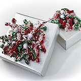 Candy Cane, Red & Green Curly Bows with Pom Poms - 24 bows