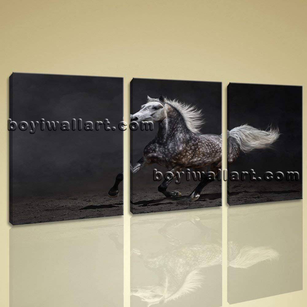 3 Panels Framed Horse Painting Hd Print On Canvas Abstract