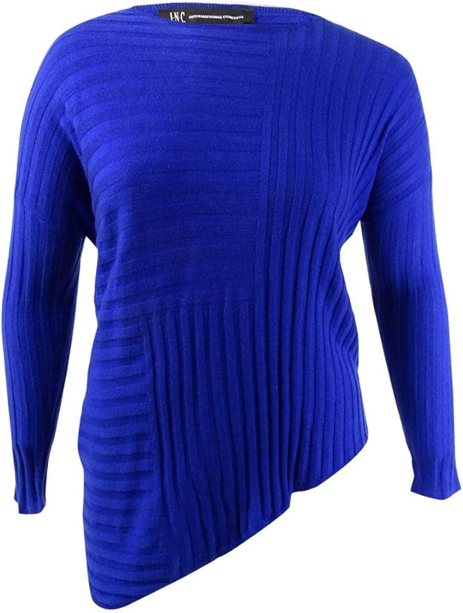 Amazon.com: INC International Concepts Women's Asymmetrical Sweater (XXL, Bright Blue): Clothing