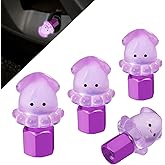 I3DIDEA Glow in The Dark Tire Valve Caps-4 Pieces Cute Animal Auto Exterior Accessories for Men/Women, Fun Tire Accessories Universal Fit for Most Car Motorcycles Trucks Bicycles. (Purple Octopus)