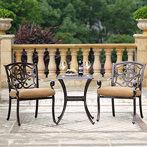 Domi Outdoor Living Aluminum 3-Piece Patio Bar Set Table Garden Furniture, 1 Dining Table, 2 Chairs, Antique Bronze