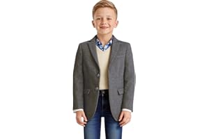 ACAMZ Retro Tweed Boys Suit Blazer Herringbone Jacket for Kids Slim Fit Classic Sport Coat Formal Kid Tuxedo Prom Party Wear