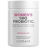 Codeage Women’s Probiotics Supplement - 50 Billion CFUs - SBO Probiotics & Prebiotics - Cranberries - Feminine Health - Fermented Botanical Blend, Whole Food Supplement - Vegan, Non-GMO - 60 Capsules