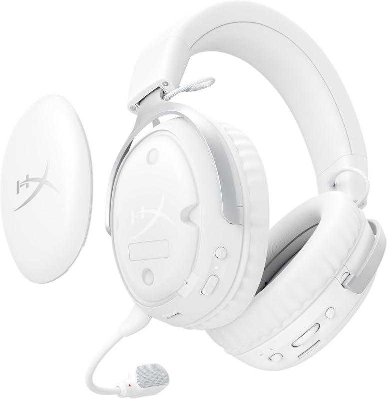 Cloud III S, Casque Gaming sans Fil, Bluetooth/2,4 GHz, PC/PS5/Xbox, jusqu'à 200h de Batterie, transducteurs 53 mm, DTS, Micro 10 mm, Blanc