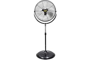 HiCFM 4300 CFM 18 inch High Velocity Pedestal Fan with Powerful 1/5 Motor, 6 Foot Power Cord, 180 degree Tilting Drum Head, 3-Speeds control, Commercial or Industrial - UL Safety Listed