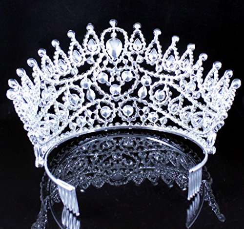 Janefashions SEXY BEAUTY QUEEN CRYSTAL RHINESTONE TIARA CROWN HAIR COMBS PAGEANT T2178 SILVER