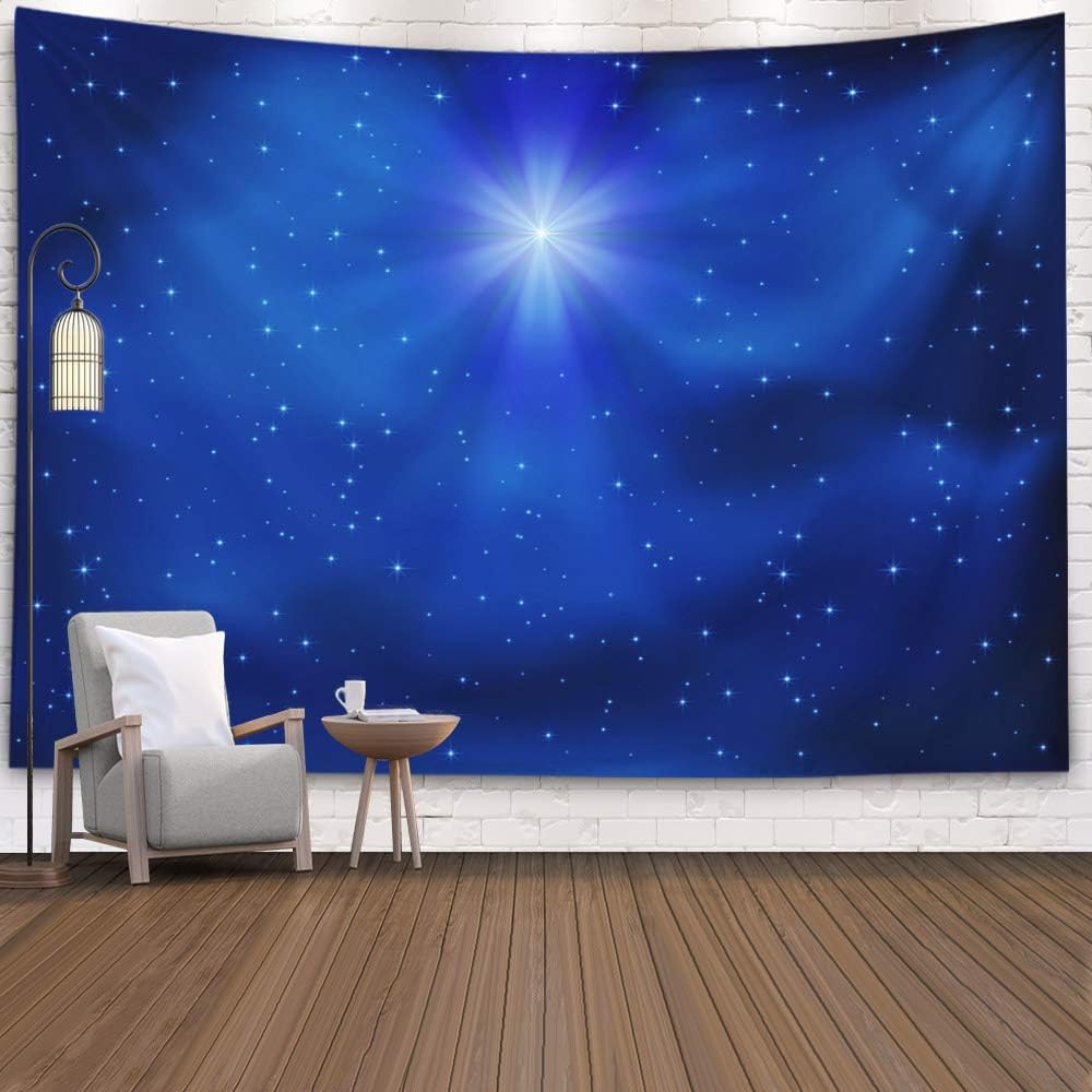 Tapestries - Gesmatic Large Tapestry, Blue Tapestry 92.5X70.9 Inches Big Size Wall Art Tapestry Starry Night Tapestry Shining Christmas Star Night Sky Background Tapestries for Men Star Tapestry