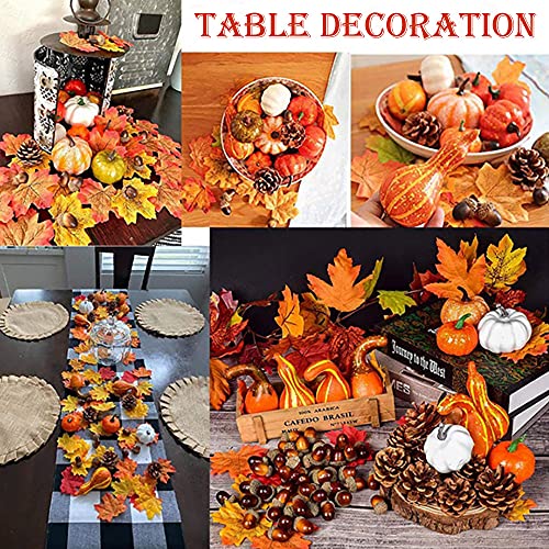86pcs Thanksgiving Decorations，Simulation Pumpkin Golden Autumn Mini Pumpkin Set Halloween Pumpkin Thanksgiving Decoration Pumpkin Pine Cones Acorns Maple Leaf Prop