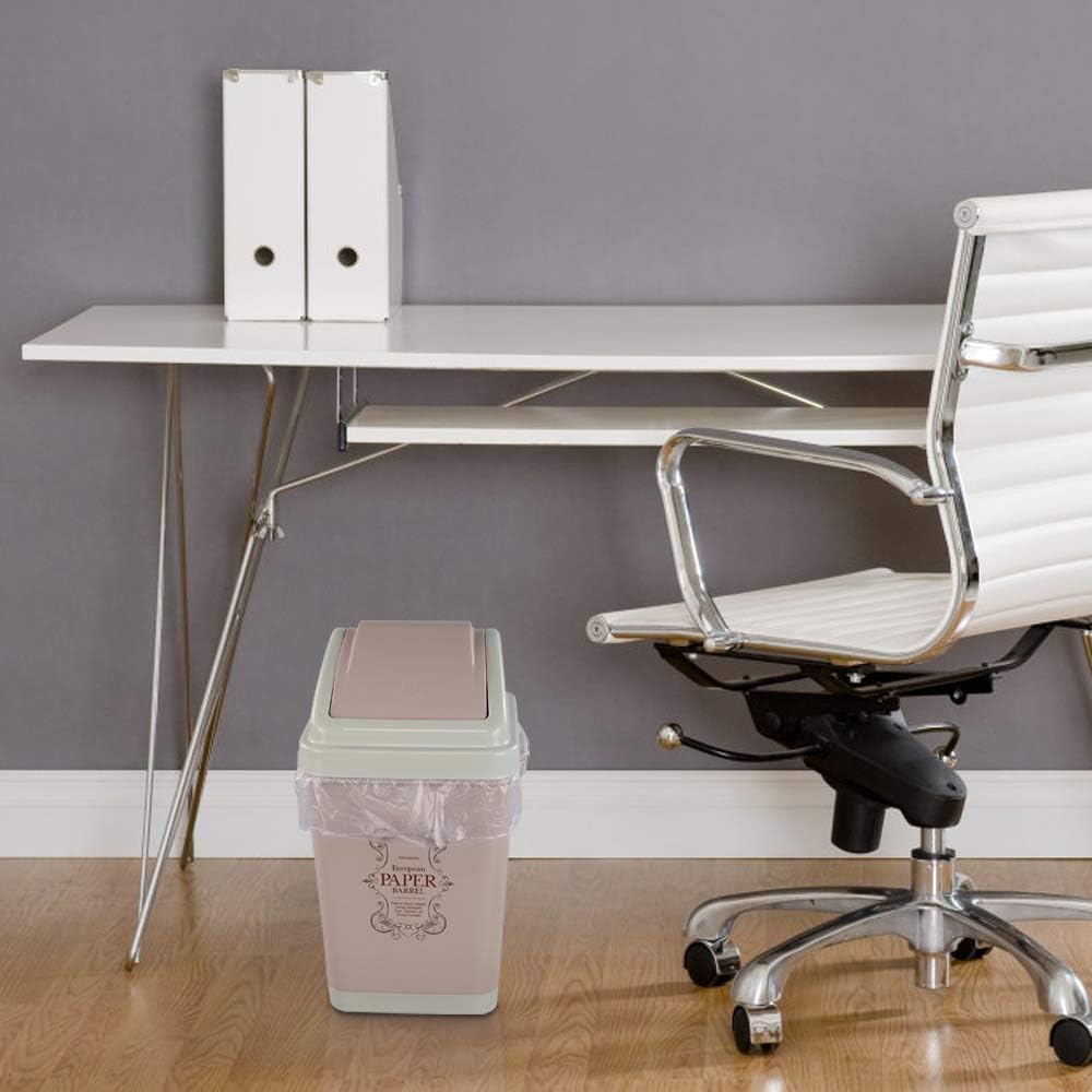 Annkky 15 L Small Bathroom Bins with 2 Rolls Bin Liners, Plastic Swing Dustbin with Lid (Pink