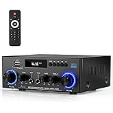 Romicta AK50 Stereo Audio Amplifier, 400W Home 2 Channel Bluetooth 5.0 Power Amplifier System, Home Amplifiers FM Radio, USB, Echo, Mic, SD Card, with Remote Control Home Theater Audio Stereo System