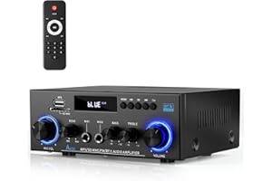 Romicta AK50 Stereo Audio Amplifier, 400W Home 2 Channel Bluetooth 5.0 Power Amplifier System, Home Amplifiers FM Radio, USB, Echo, Mic, SD Card, with Remote Control Home Theater Audio Stereo System