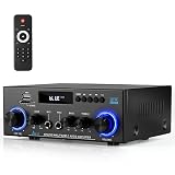 Romicta AK50 Stereo Audio Amplifier, 400W Home 2 Channel Bluetooth 5.0 Power Amplifier System, Home Amplifiers FM Radio, USB, Echo, Mic, SD Card, with Remote Control Home Theater Audio Stereo System