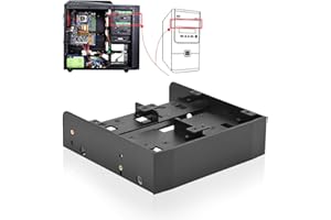 Oumij 2.5" / 3.5" HDD/SSD to 5.25" Floppy-Drive Bay Computer Mounting Bracket Compatible with Standard 5.25inch Bay of PC Sup