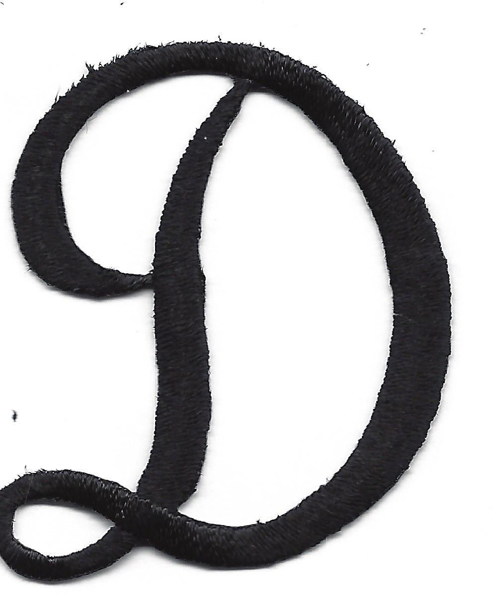 SCRIPT LETTERS Black Script Letter "D" Iron On