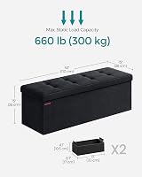 SONGMICS Storage Ottoman Foldable Small Foot Rest 38x110x38 cm Ink Black view 6