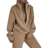 COZYPOIN Women's Sweatsuit Sets 2 Piece Fleece Outfit Half Zip Sweatshirt and Joggers Pants Tracksuit