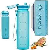 Hydracy Water Bottle with Time Marker -Large BPA Free Water Bottle & No Sweat Sleeve -Leak Proof Gym Bottle with Fruit Infuser Strainer & Times to Drink -Ideal for Fitness Sports & Outdoors