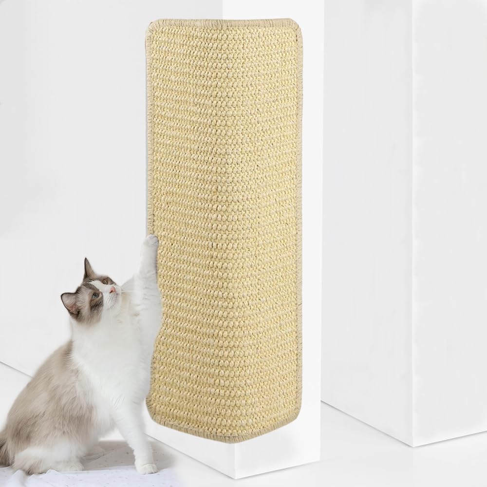 Voarge Sisal Cat Scratching Mat, Cat Scratch Protection, Cat Scratching Mat, 30 x 60 cm, Scratching Cardboard Corner for Cats, Protects Carpets (Beige)