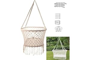 Hanging Crib in Macrame Cotton Woven Rope Swing Patio Chair Seat for Infant to Toddler Beige Color Cotton Rope Weaved Nursery