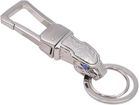 Amazon Co Jp クイーンビー キーホルダー キーリング 豹 ヒョウ ダブル リング メンズ カラビナ フック おしゃれ かっこいい デザイン 高級 車 家 鍵 チェーン ストラップ シルバー ホーム キッチン