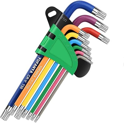 YUFANYA 9PC Torx Key Set T10-T50 Multi Colour Coded Allen Wrench