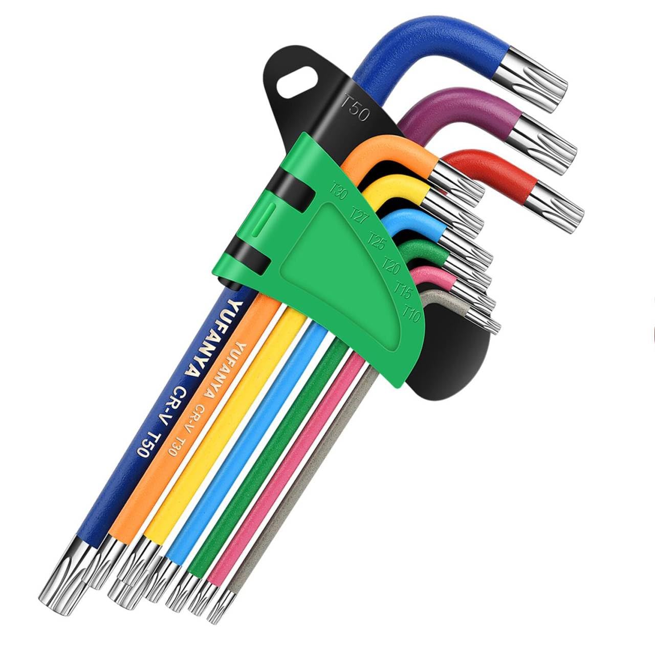 YUFANYA 9PC Torx Key Set,Star Hex Key Set,Torx Allen Key Set with Multi Colour Coded,Sizes T10-T50,Allen Wrench Set for Bicycle Repair,Furniture Assembly,Appliance Repair,Household DIY — image 1