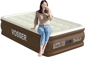 VOSSER Twin Air Mattress with Built-in Pump Raised,18in X-Long Thicken Firm Blow Up Mattress for Home&Guests,Inflatable Mattress with Soft Flocked Top, Air Bed with Carry Bag, Air Matress for Camping