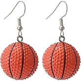 Sports Football Basketball Earrings Cute 3D Basketball Dangle Drop Earrings Lightweight Sports Footballs Earring Basketballs Footballs Player Jewelry for Women