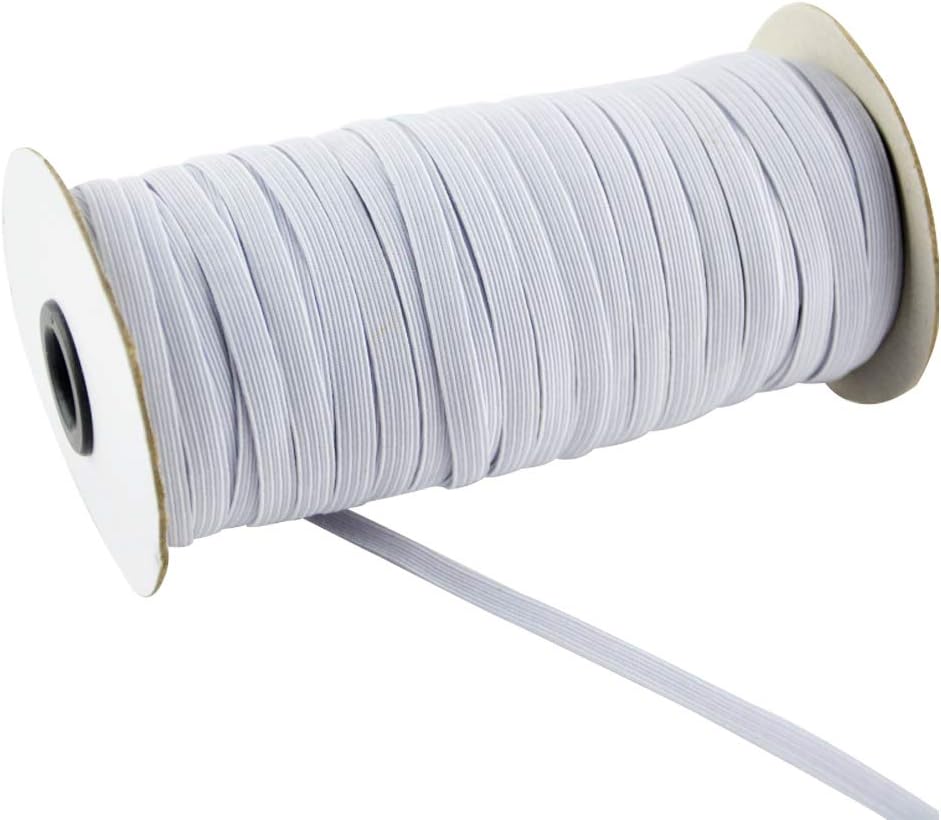 WONGYEE Elastic Bands for Sewing 1/5 inch/ 5mm Width 120yd Length Stretch Knit Elastic Band White Earloop Cord, Elastic Cord, Elastic Rope for Mask, DIY, Arts and Crafts