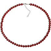 Kakikaki Natural Agate Choker Necklace Sterling Silver Round Beads Strand Necklace for Women