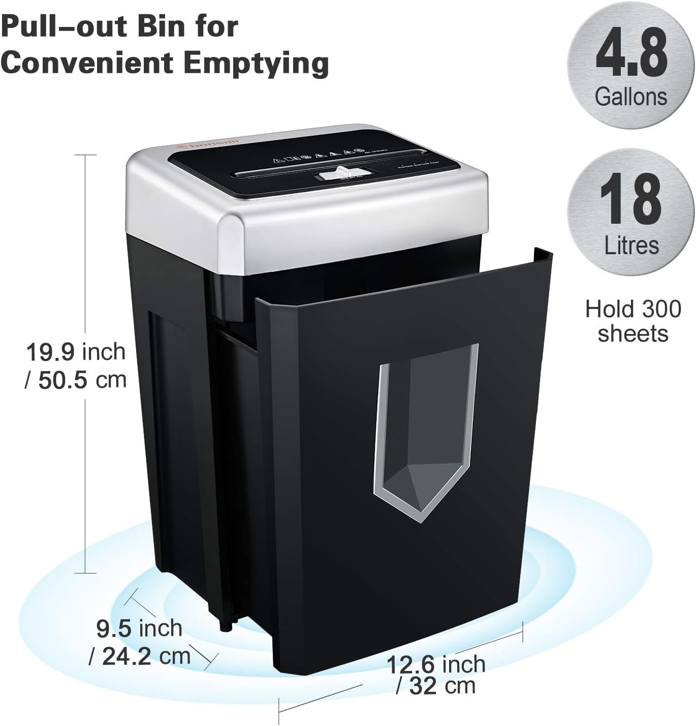 Bonsaii 14-Sheet Cross-Cut Heavy Duty Paper Shredder, 30-Minute Continuous Running Time, Credit Card/Staples Shredders for Office, Quiet Shredding Machine with Jam Proof System (C169-B) : Electronics