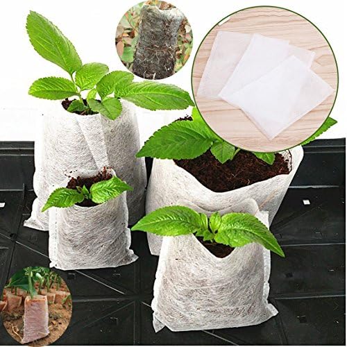 sunshopping 300pcs Degradable Non-Woven Fabric Plants Growing Grow Bags Seeding Nursing Raising Bed Pots Plants Pouch Home Garden Supply (3 size)