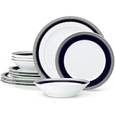 Noritake Crestwood Cobalt Platinum 12-Piece Dinneware Set, Service for 4