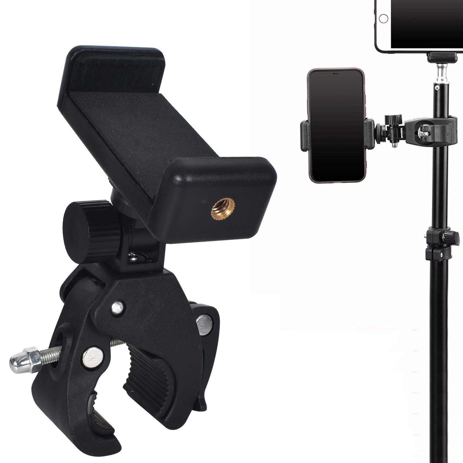Homirty Bike Phone Holder, Motorcycle Phone Mount, Mobile Phone Mount for Bicycle, Motorbike Phone Holder Waterproof Detachable, with Quick Release Handlebar Clamp, for Cellphones (Black)