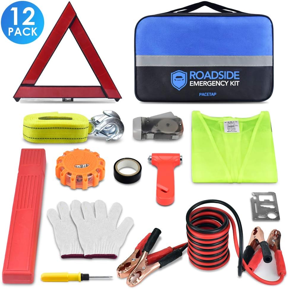 PACETAP Car Roadside Emergency Kit, Essential Auto Safety Road Side