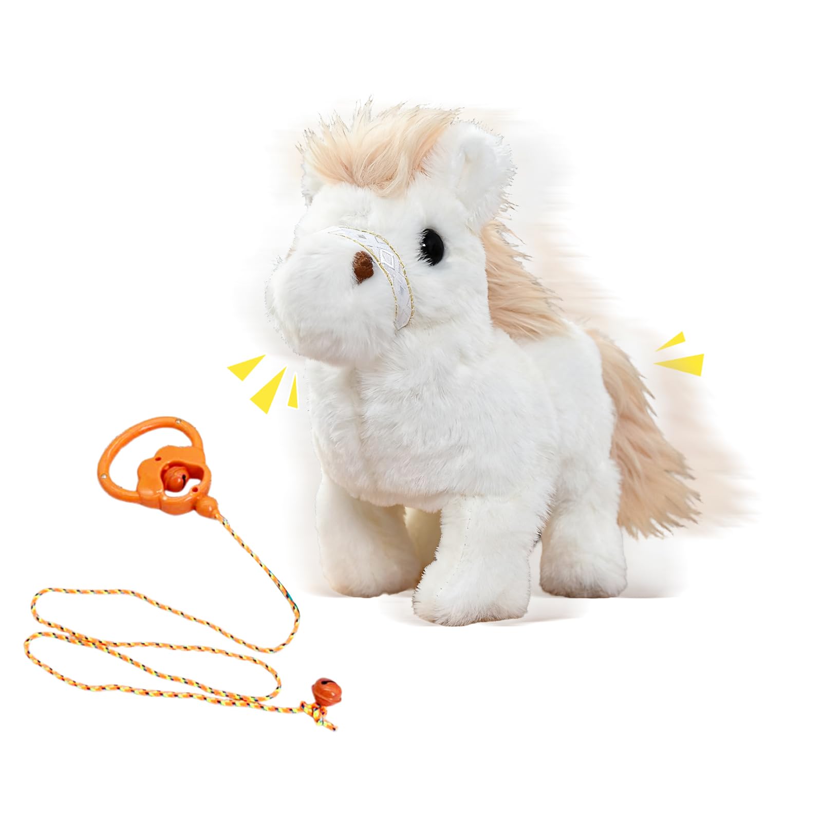 Plush Horse Toys with Leash Walking Wagging Tail Making Sounds 20X10X17cm Interactive Smart Simulation Horse for Boys Girls Kids Toddlers Stuffed Ponys Gift for Birthday Children's Day (White) — image 1