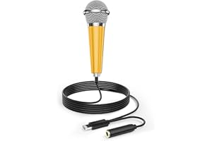 DELADOLA Mini Microphone for iPhone iPad Small ASMR Tiny Microphone Phone Microphone, Mini Karaoke Microphone for Voice Video Recording Singing, Vlogging, Podcasting YouTube (Yellow)