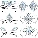 BBTO Set of 6 Face Gems Stickers Breast Body Jewelry Stickers Crystal Nipple Tattoo Stickers for Festival Rhinestone Decorations