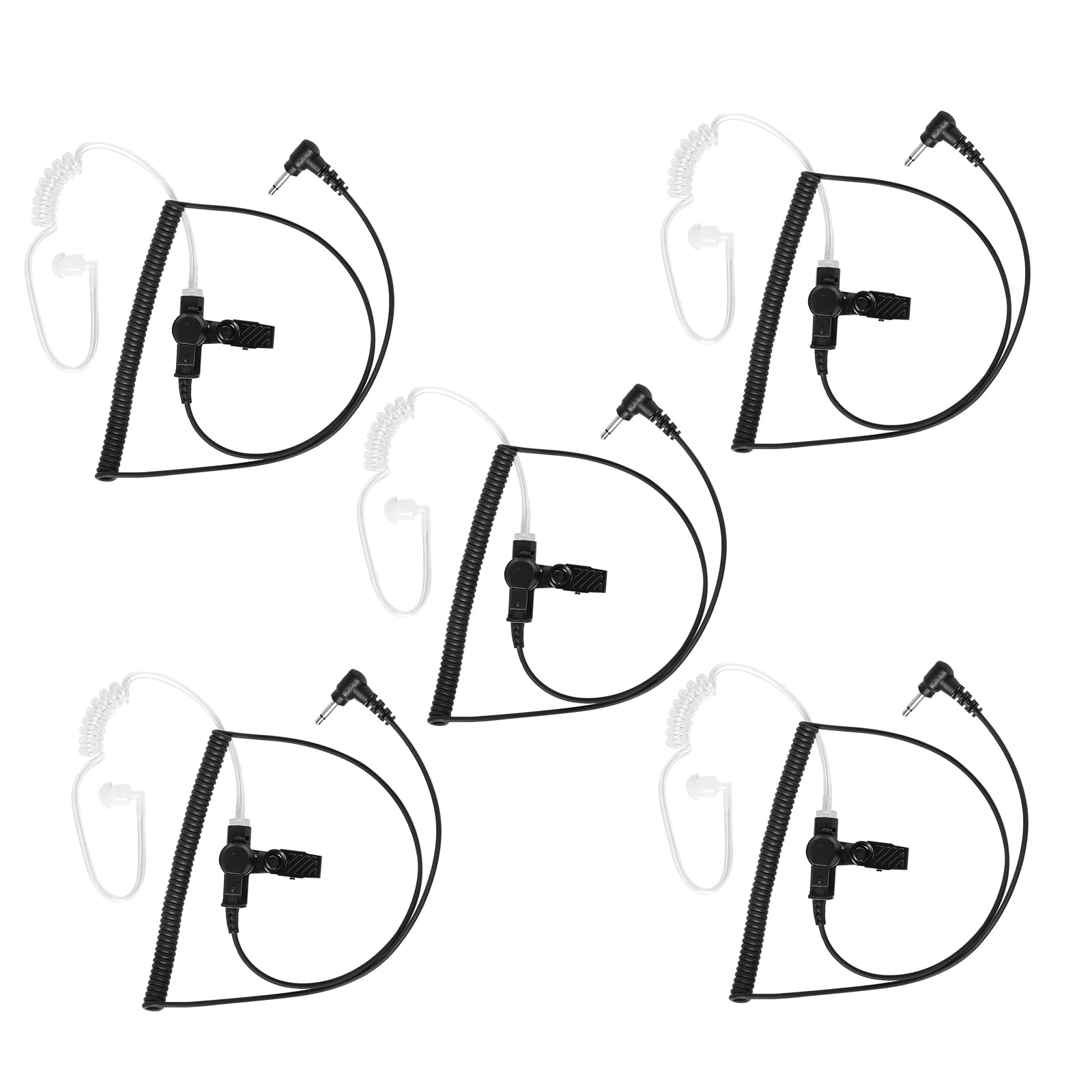 BLISCENTLY Set of 5 Acoustic Tube Hearing Aid for 2-Way Radio3.5MM with Clear Acoustic Coil Tube Earphone Kit for Mics Jacks Black