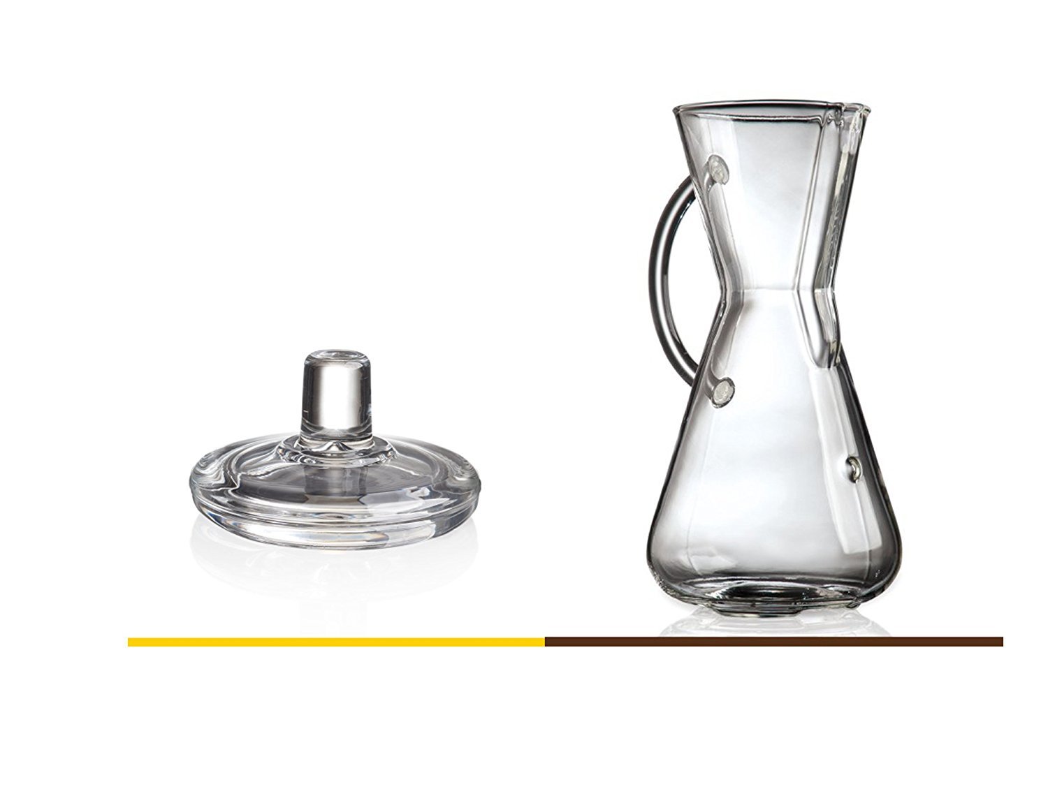 Chemex Bundle: Chemex Glass Handle, Pour-over Glass Coffeemaker, 3-Cup with Chemex Glass Coffee Maker Lid